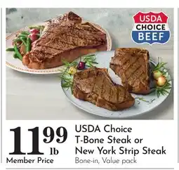 Pavilions USDA Choice T-Bone Steak or New York Strip Steak offer