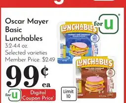 Pavilions Oscar Mayer Basic Lunchables offer