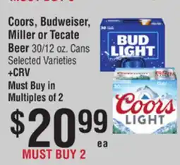 Smart & Final Coors, Budweiser, Miller or Tecate Beer offer