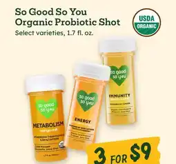 Sprouts Farmers Market So Good So You Organic Probiotic Shot offer