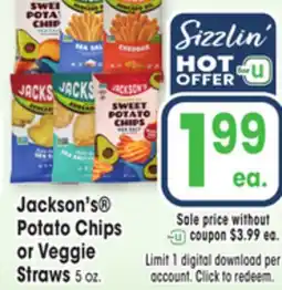 Jewel-Osco Jackson's Potato Chips or Veggie Straws offer