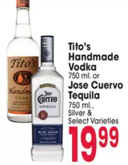 Jewel-Osco Tito's Handmade Vodka 750 ml. or Jose Cuervo Tequila 750 ml offer