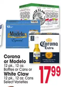 Jewel-Osco Corona or Modelo 12 pk., 12 oz. Bottles or Cans or White Claw 12 pk., 12 oz. Cans offer