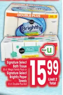 Jewel-Osco Signature Select Bath Tissue 30 ct. Signature Select Brightly Paper Towels 12 ct offer