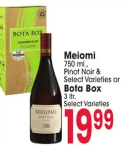 Jewel-Osco Meiomi 750 ml., Pinot Noir or Bota Box 3 ltr offer