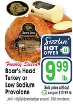 Jewel-Osco Boar's Head Turkey or Low Sodium Provolone offer
