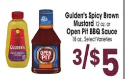 Jewel-Osco Gulden's Spicy Brown Mustard 12 oz. or Open Pit BBQ Sauce 18 oz offer