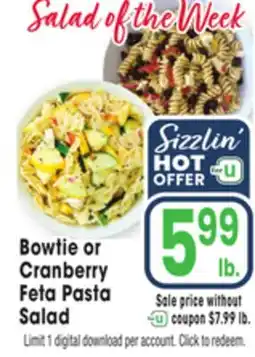 Jewel-Osco Bowtie or Cranberry Feta Pasta Salad offer