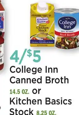 Heinen's College Inn Canned Broth 14.5 OZ. or Kitchen Basics Stock 8.25 OZ offer