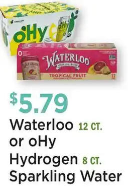Heinen's Waterloo 12 CT. or oHy Hydrogen 8 CT. Sparkling Water offer