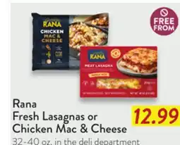 Fresh Thyme Rana Fresh Lasagnas or Chicken Mac & Cheese offer