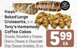 Tony’s Fresh Market Fresh Baked Large Croissants, 6 ct Tony's Homemade Coffee Cakes offer