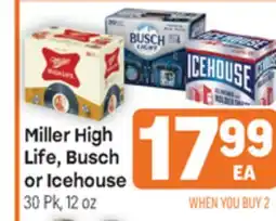 Tony’s Fresh Market Miller High Life, Busch or Icehouse offer