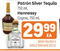 Tony’s Fresh Market Patrón Silver Tequila 750 mL Hennessy Cognac offer