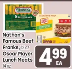 Tony’s Fresh Market Nathan's Famous Beef Franks, 12 oz Oscar Mayer Lunch Meats, 14 oz offer