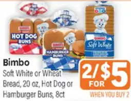 Tony’s Fresh Market Bimbo Soft White or Wheat Bread, 20 oz, Hot Dog or Hamburger Buns, 8ct offer