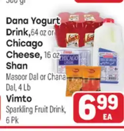 Tony’s Fresh Market Dana Yogurt Drink, Chicago Cheese, Shan or Vimto offer