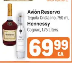 Tony’s Fresh Market Avión Reserva Tequila Cristalino, 750 mL Hennessy Cognac, 1.75 Liters offer