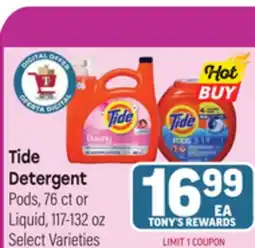 Tony’s Fresh Market Tide Detergent Pods offer