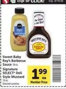 Safeway Sweet Baby Ray's Barbecue Sauce / Signature SELECT Deli Style Mustard offer