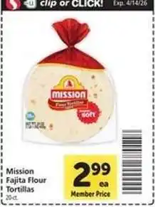 Safeway Mission Fajita Flour Tortillas offer