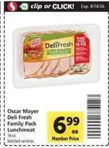Safeway Oscar Mayer Deli Fresh Family Pack Lunchmeat offer