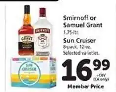 Safeway Smirnoff or Samuel Grant, Sun Cruiser offer
