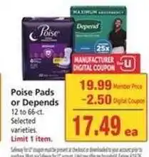 Safeway Poise Pads or Depends offer