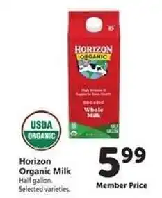 Safeway Horizon Organic Milk offer