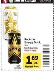 Safeway Rockstar Energy Drink offer
