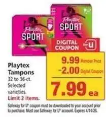 Safeway Playtex Tampons offer