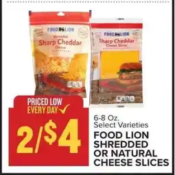 Food Lion FOOD LION SHREDDED OR NATURAL CHEESE SLICES offer