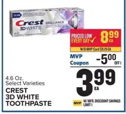Food Lion Crest 3D White Toothpaste offer