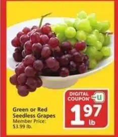 Albertsons Green or Red Seedless Grapes offer