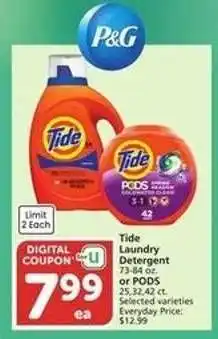 Albertsons Tide laundry detergent or pods offer