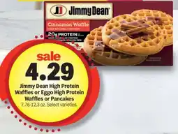 Meijer Jimmy Dean High Protein Waffles or Eggo High Protein Waffles or Pancakes offer