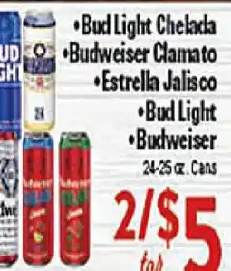 Rio Valley Market • Bud Light Chelada • Budweiser Clamato • Estrella Jalisco • Bud Light • Budweiser offer