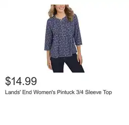 Costco Lands' End Women's Pintuck 3/4 Sleeve Top offer