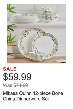 Costco Mikasa Quinn 12-piece Bone China Dinnerware Set offer