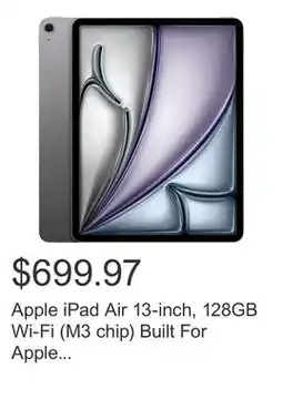 Costco Apple iPad Air 13-inch, 128GB Wi-Fi (M3 chip) Built For Apple Intelligence offer