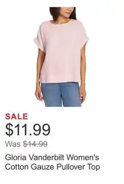 Costco Gloria Vanderbilt Women's Cotton Gauze Pullover Top offer