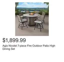 Costco Agio Nicolet 7-piece Fire Outdoor Patio High Dining Set offer