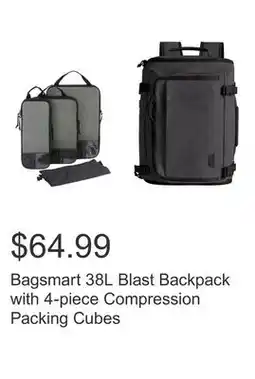 Costco Bagsmart 38L Blast Backpack with 4-piece Compression Packing Cubes offer