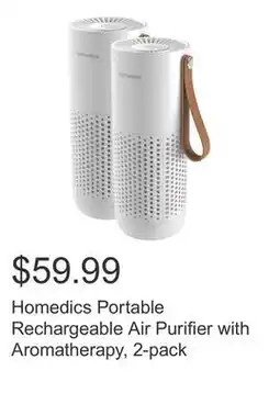 Costco Homedics Portable Rechargeable Air Purifier with Aromatherapy, 2-pack offer