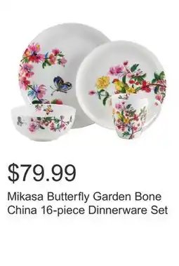 Costco Mikasa Butterfly Garden Bone China 16-piece Dinnerware Set offer