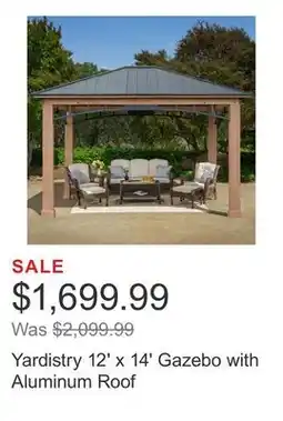 Costco Yardistry 12' x 14' Gazebo with Aluminum Roof offer
