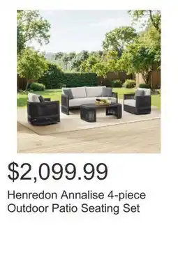 Costco Henredon Annalise 4-piece Outdoor Patio Seating Set offer