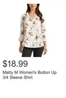 Costco Matty M Women's Button Up 3/4 Sleeve Shirt offer