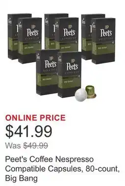 Costco Peet's Coffee Nespresso Compatible Capsules, 80-count, Big Bang offer