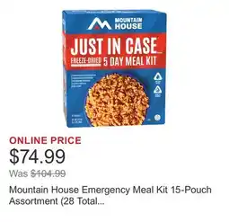 Costco Mountain House Emergency Meal Kit 15-Pouch Assortment (28 Total Servings) offer